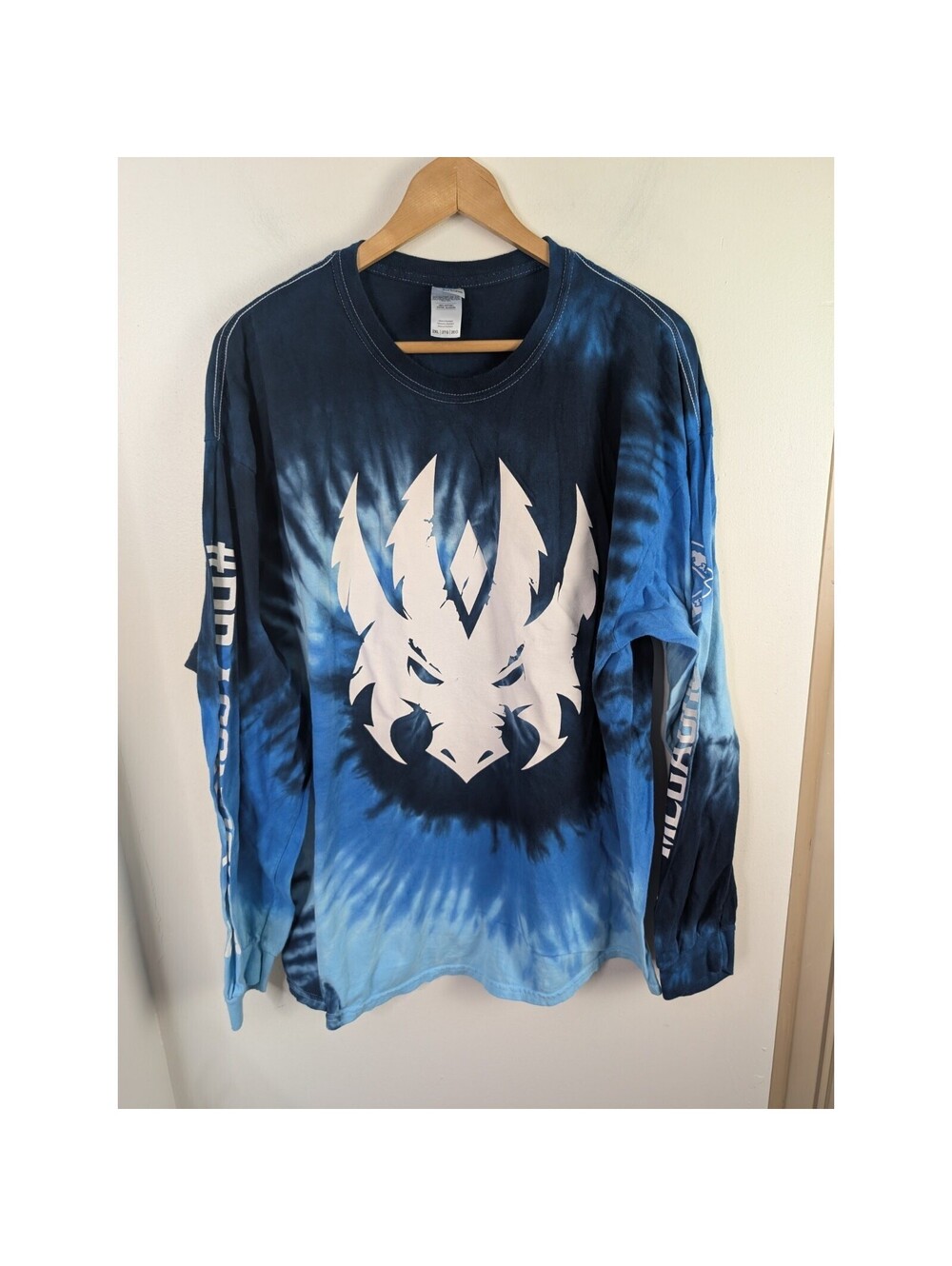 Squnto Men's 2XL Blue Tie Dye Long Sleeve T-shirt Dragon Squad Mega Chop